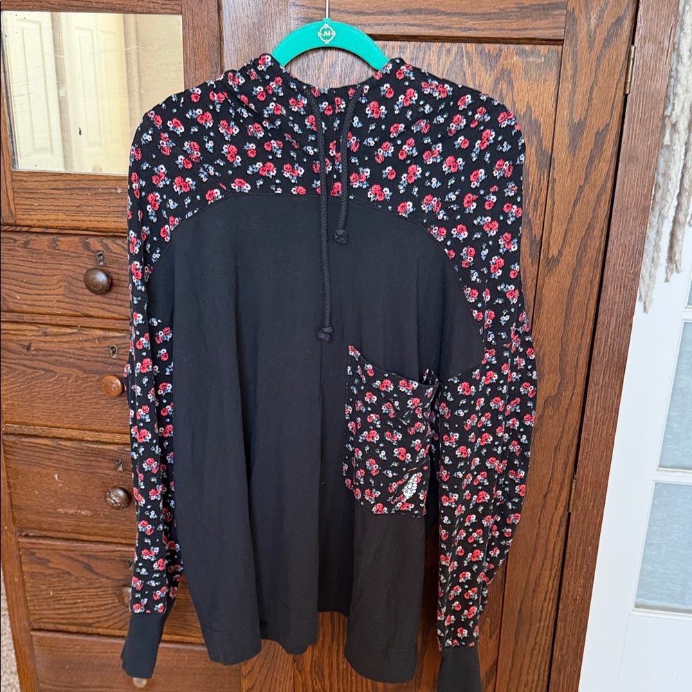 We the free Floral Black and Red Hoodie